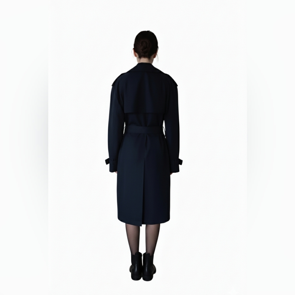 LONDON FOG NAVY BLUE SINGLE BREASTED BELTED‎ TRENCH COAT SIZE 42 REGULAR - Picture 4 of 11